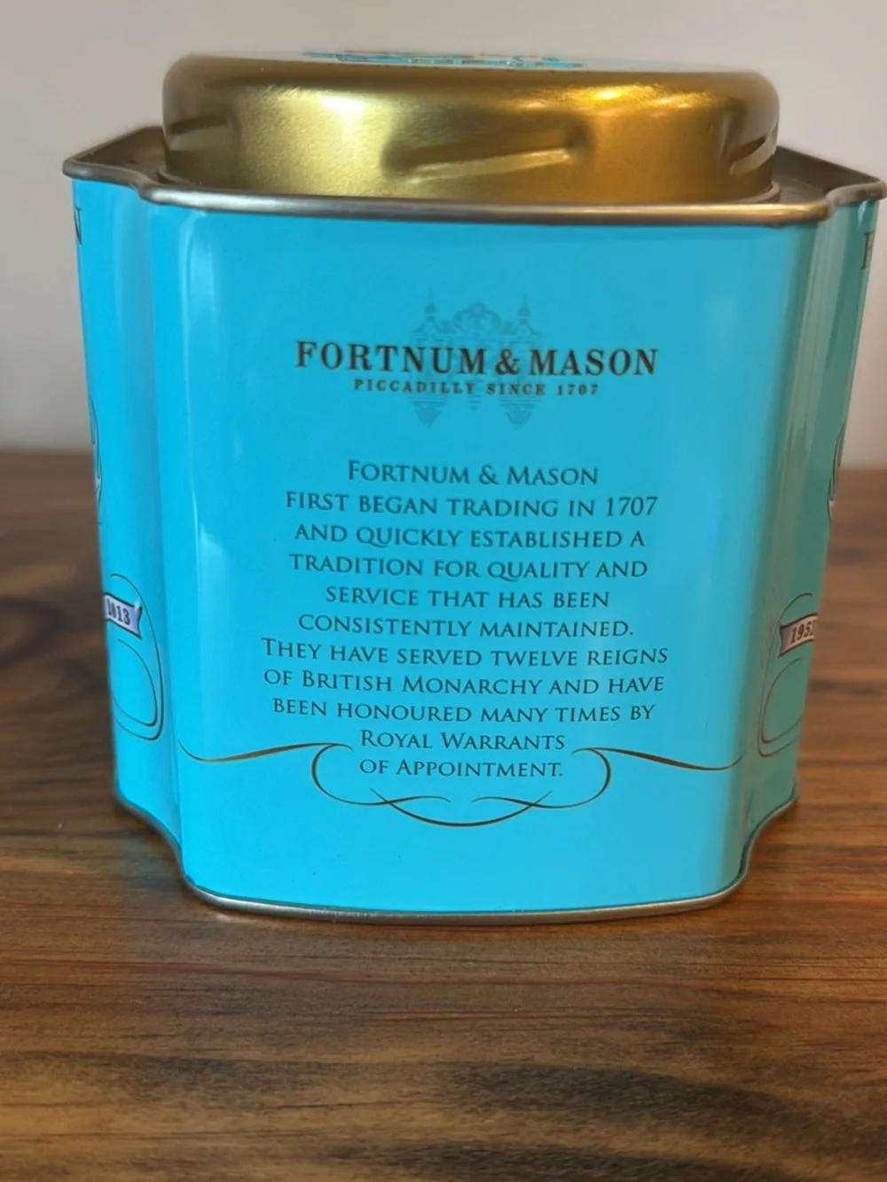 Fortnum & Mason Coronation Blend Tea Tin - Turquoise
